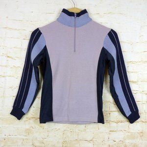 Vintage Avalanche Lasley-Seattle Sweater Women S Pink Blue Striped Half Zip Wool